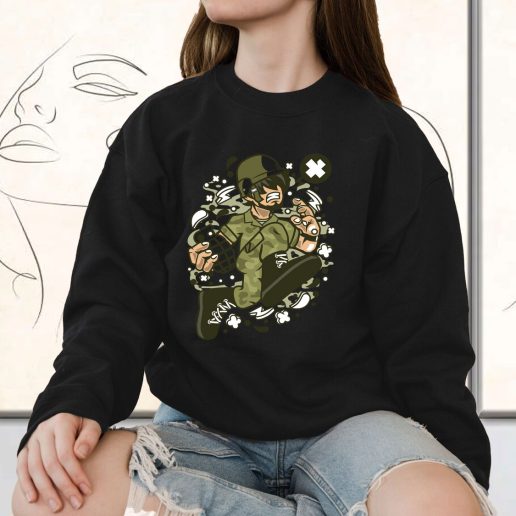 Vintage Sweatshirt Soldier Running Fashion Trends