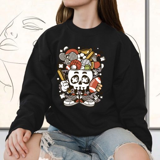 Vintage Sweatshirt Sports Skull Head Fashion Trends