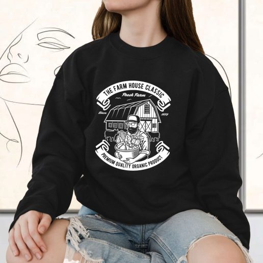 Vintage Sweatshirt The Farm House Classic Fashion Trends