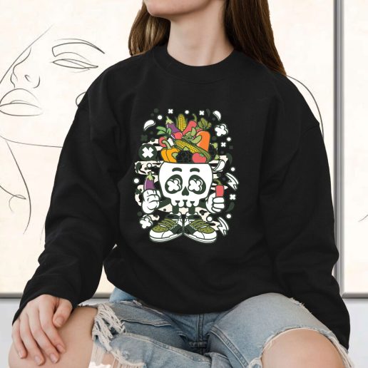 Vintage Sweatshirt Vegetable Skull Head Fashion Trends