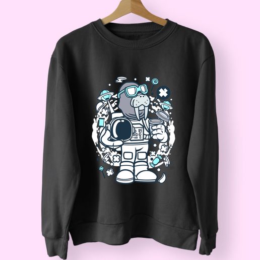 Walrus Astronaut Funny Graphic Sweatshirt