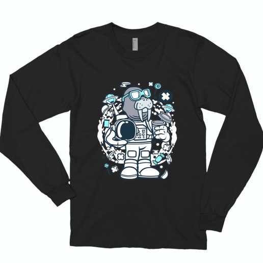 Walrus Astronaut Funny Long Sleeve T shirt