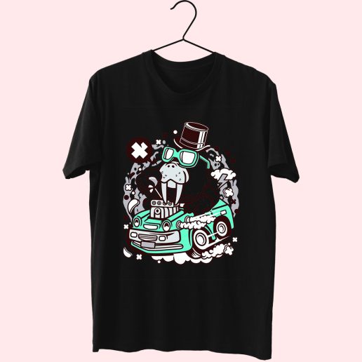 Walrus Hotrod Funny Graphic T Shirt