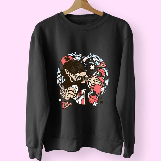 Wolf Skater Funny Graphic Sweatshirt