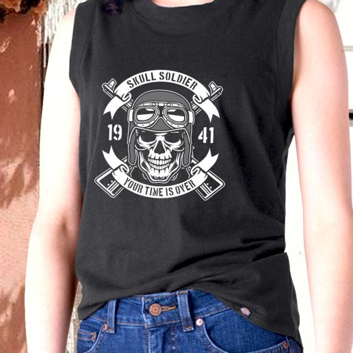 Aesthetic Tank Top Skull Soldier Time Is Over Fashion Trends