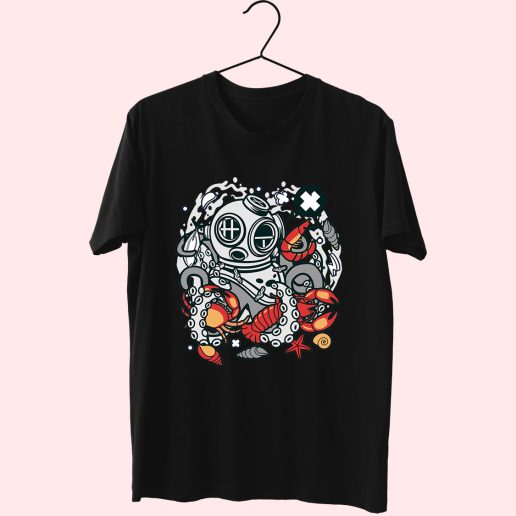 Diver Octopus Funny Graphic T Shirt.jpeg