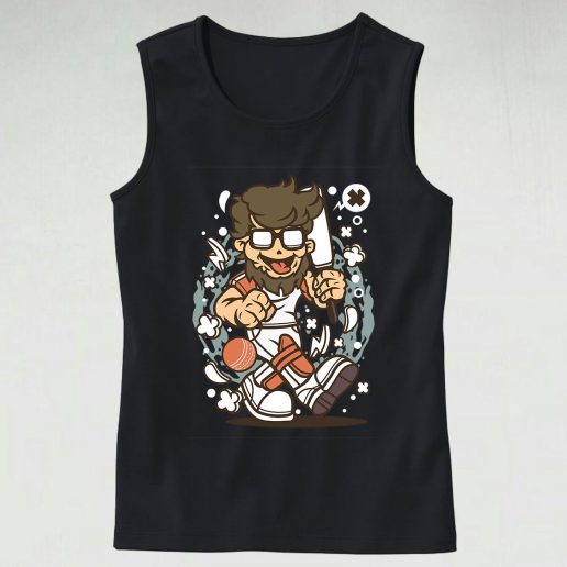 Hipster Cricket Graphic Tank Top