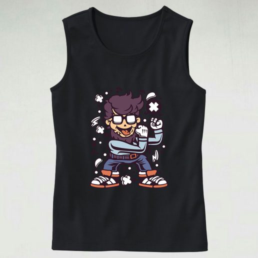 Hipster Fighter Graphic Tank Top