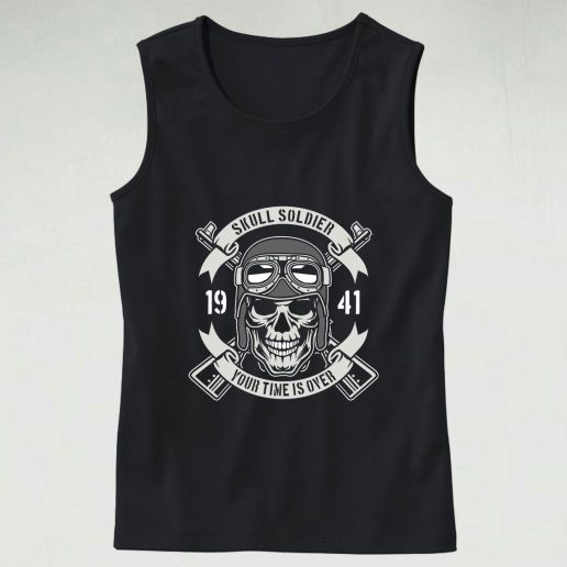 Skull Soldier Time Is Over Graphic Tank Top