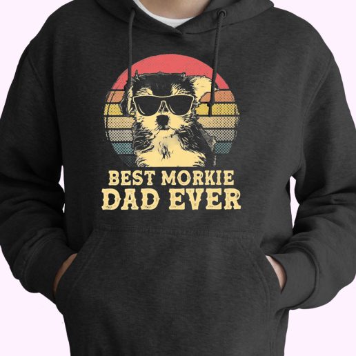 Best Morkie Dad Ever Dog Lovers 80s Oversized Hoodie