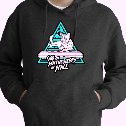 Cats On Synthesizers In Space 80s Oversized Hoodie