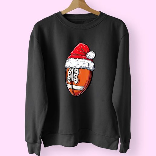Christmas Football Ball Santa Hat 70s Sweatshirt Inspired