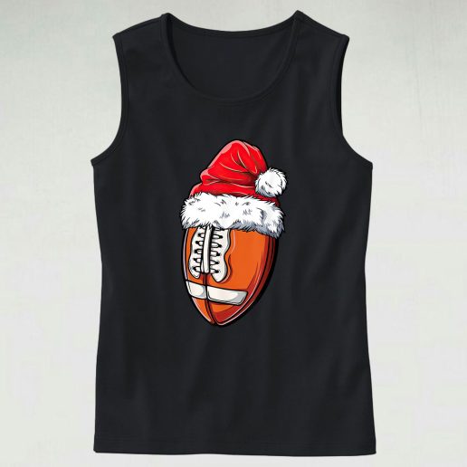 Christmas Football Ball Santa Hat 70s Tank Top Style