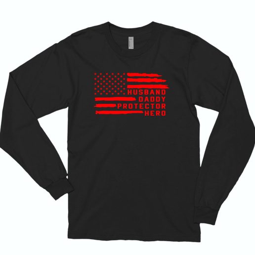 Dad Usa Flag Patriotic 80s Long Sleeve T Shirt Style