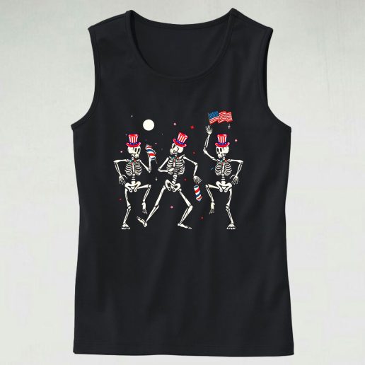 Dancing Skeleton 4th Of July American Flag Tank Top Outfit