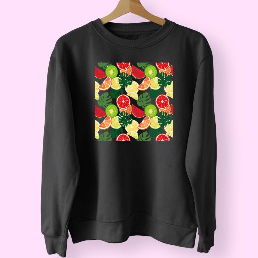 Fresh Tropical Fruits Trendy 80s Sweatshirt