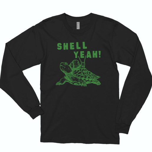 Funny Turtle Shell Yeah Tortoise 80s Long Sleeve T Shirt Style