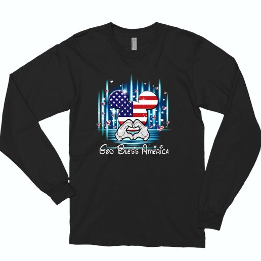 God Bless America Flag 4th of July 70s Long Sleeve T shirt