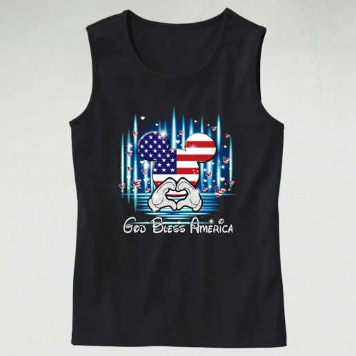 God Bless America Flag 4th of July 70s Tank Top Style