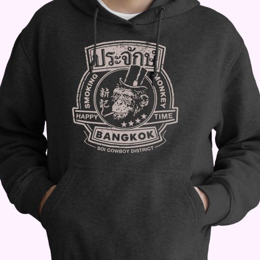 Happy Time Smoking Monkey 80s Oversized Hoodie