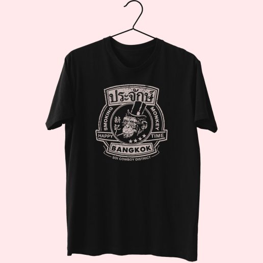 Happy Time Smoking Monkey 80s T Shirt Fashion