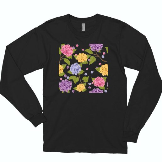 Hydrangea Flower 80s Long Sleeve T Shirt Style