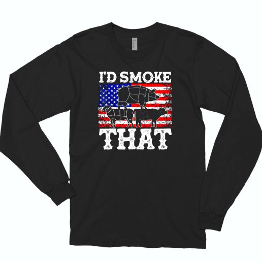 Id Smoke That Patriotic Grillmaster Bbq Lovers 80s Long Sleeve T Shirt Style