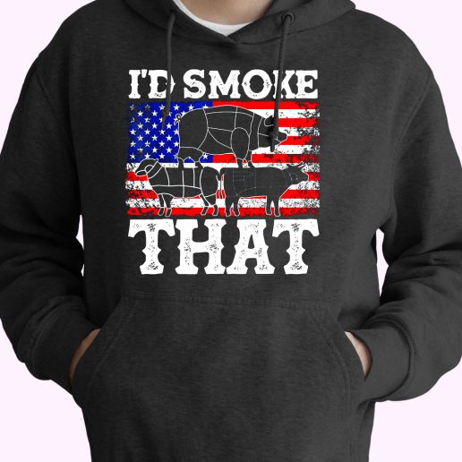 Id Smoke That Patriotic Grillmaster Bbq Lovers 80s Oversized Hoodie