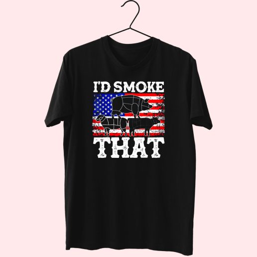 Id Smoke That Patriotic Grillmaster Bbq Lovers 80s T Shirt Fashion