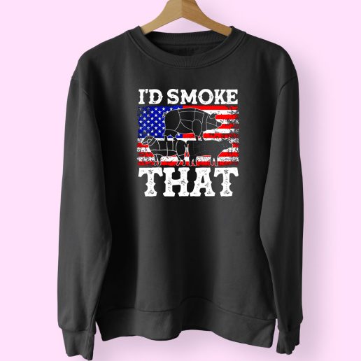 Id Smoke That Patriotic Grillmaster Bbq Lovers Trendy 80s Sweatshirt