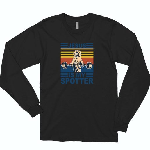 Jesus Is My Spotter Vintage 80s Style 70s Long Sleeve T shirt