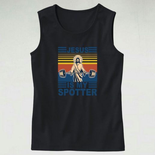 Jesus Is My Spotter Vintage 80s Style 70s Tank Top Style