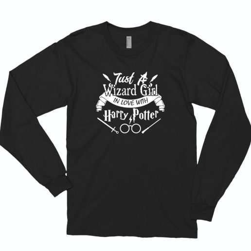 Just Wizard Girl Love Harry Potter 70s Long Sleeve T Shirt