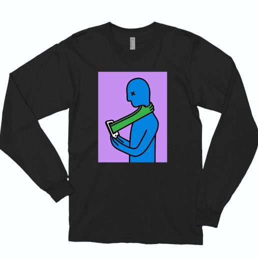 Nomophobia Phone Addiction Vintage 90s 70s Long Sleeve T shirt