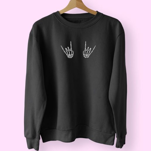 Skeleton Hand Rock Vintage 70s Sweatshirt