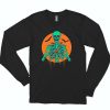 Skeleton I Love Halloween Pumpkin Heart Crop Top Shirt 70s Long Sleeve T shirt