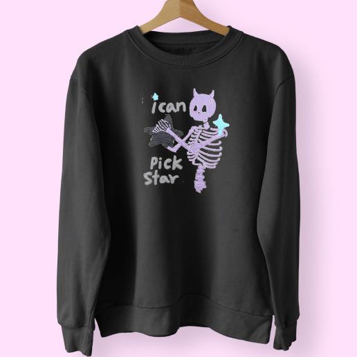 Skull I Can Pick Star Trendy 80s Sweatshirt