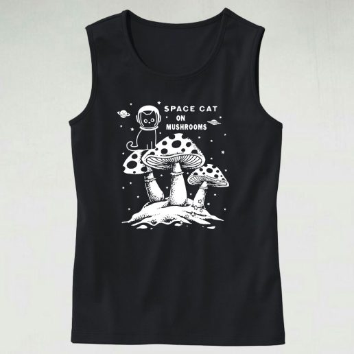 Space Cat On Mushrooms Tank Top Outfit