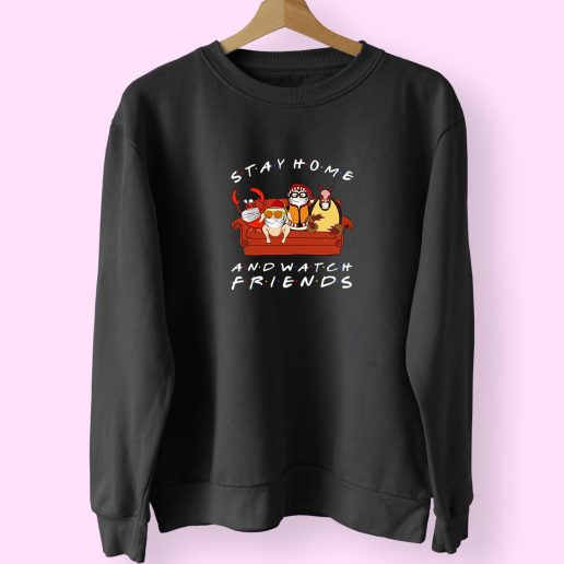 Stay Home And Watch Friends Vintage 70s Sweatshirt