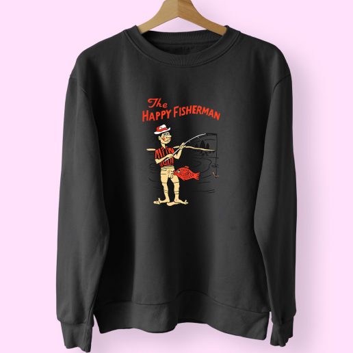 The Happy Fisherman Funny Joke 70s Sweatshirt Inspired