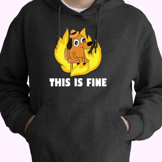 This Is Fine Dog Internet 70s Basic Hoodie 1.jpeg