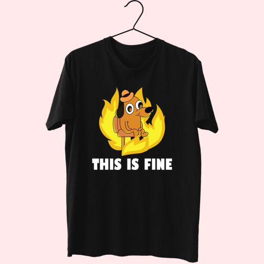 This Is Fine Dog Internet 70s T Shirt Outfit