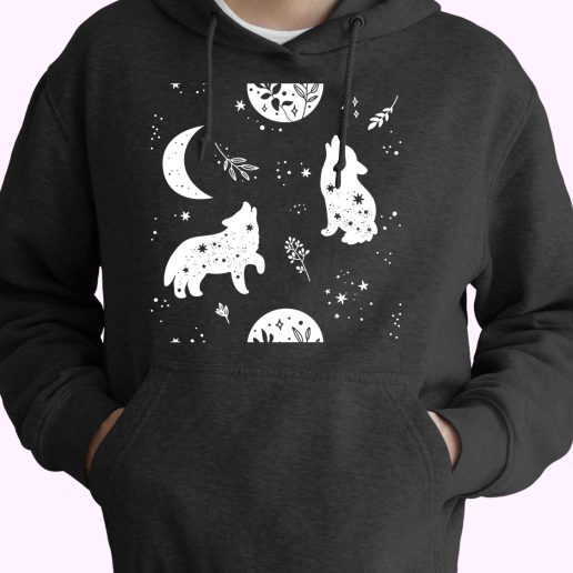 Wolf Silhouette 80s Oversized Hoodie