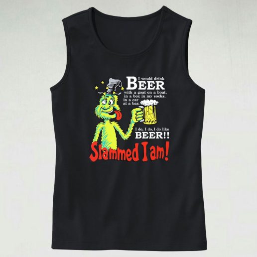 the Grinch I Would Drink Beer 70s Tank Top Style