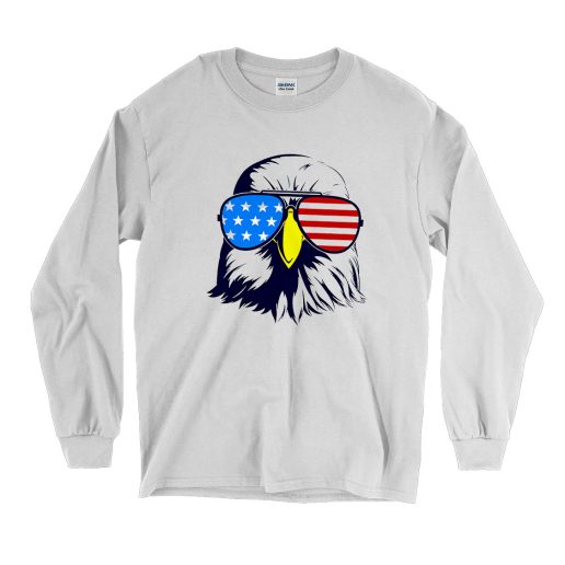 American Patriotic Eagle With Sunglasses Vintage Long Sleeve Shirt