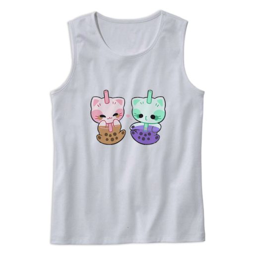 Boba Milk Tea Cat Cute Tank Top