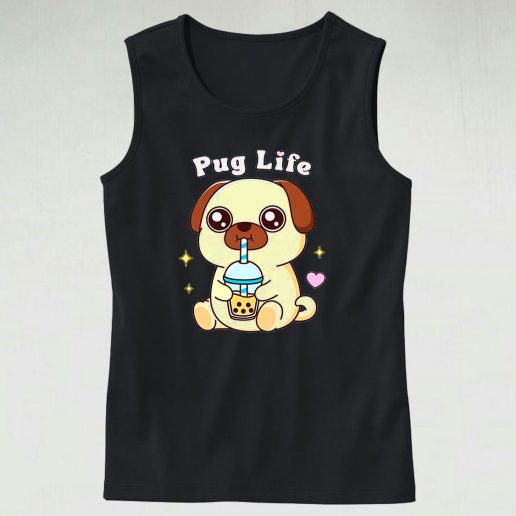 Boba Tea Pug Life Cute Tank Top