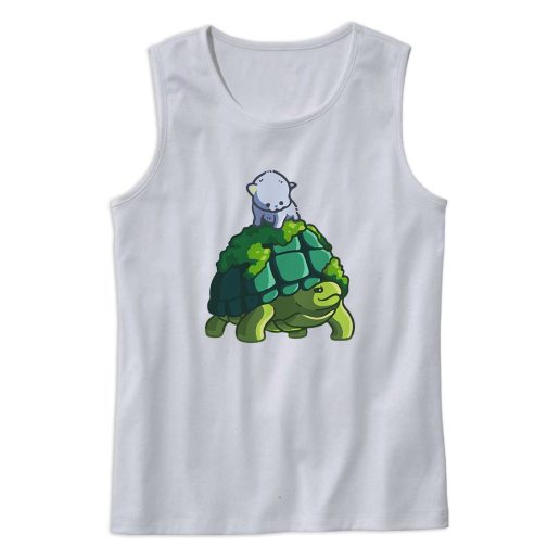 Cat Riding Turtle Cute Tank Top