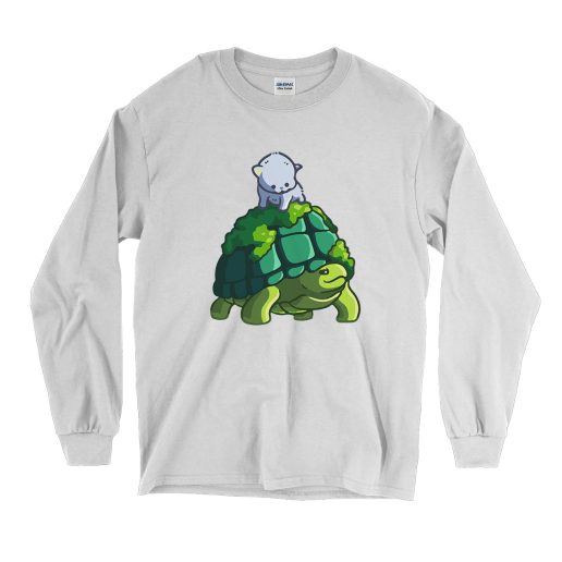 Cat Riding Turtle Funny Long Sleeve T shirt