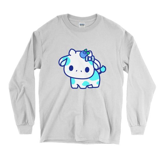 Cute Blueberry Cow Japan Style Funny Long Sleeve T shirt